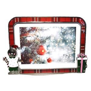 Mulumu Christmas Photo Frame 5x7 inches Holiday Plaid & Gingerbread Décor